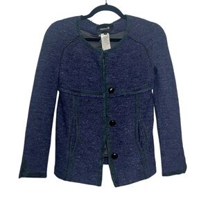 Isabel Marant Blazer Jacket Purple Wool Blend Lamb Leather Elbow Patch Womens 0